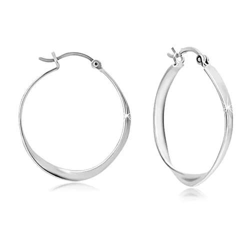 Kruhové náušnice, stříbro 925 - zrcadlově lesklá stuha, francouzský zámek