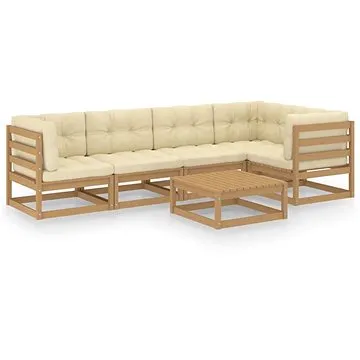 6dílná zahradní sedací souprava s poduškami masivní borovice, 3076612 (3076612)