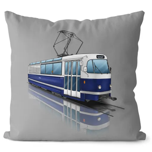 Polštář Tramvaj T3 – modrá (Velikost: 40 x 40 cm)