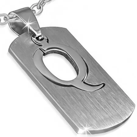 Přívěsek z chirurgické oceli - štítek s písmenem Q, dvoudílný