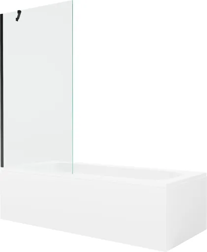 MEXEN/S Vega obdélníková vana 170 x 70 cm s panelem + vanová zástěna 90, transparent, černá 550117070X9509000070