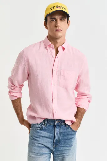 KOŠILE GANT REG LINEN SHIRT GERANIUM PINK