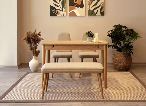 Jídelní set s rozkládacím stolem a židlemi (4 kusy) Vina Mini 01 1005 - Oak, Cream