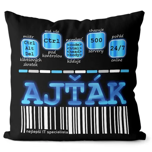 Polštářek Ajťák 100% (Velikost: 40 x 40 cm)