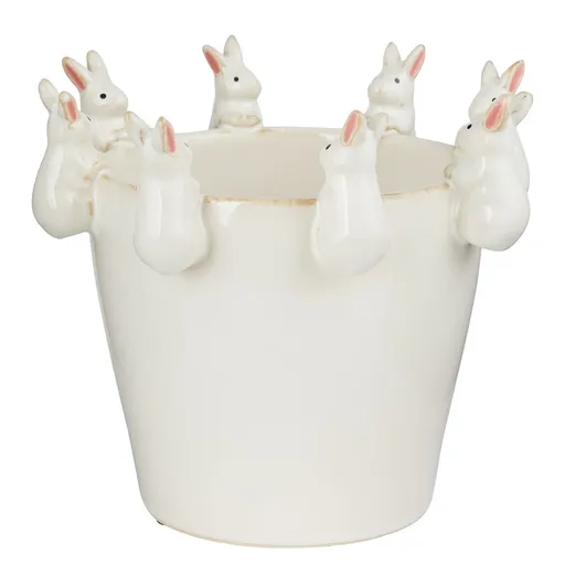 CIRCLE OF FRIENDS Květináč zajíčci 19 cm - bílá