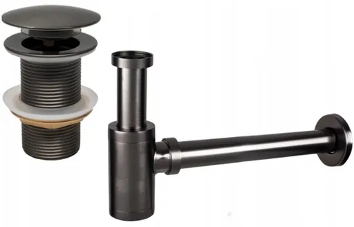 MEXEN/S Umyvadlový sifon s výpustí click-clack bez přepadu, grafit 7991050-66