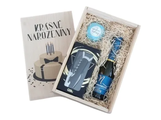 Dřevěná bedna k narozeninám - pro muže