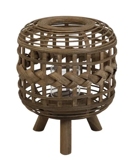Hnědá proutěná lucerna Janta na 3 nožkách - Ø 26*35 cm Light & Living