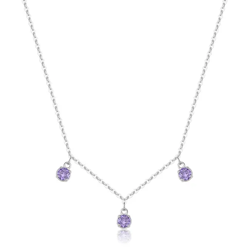 S'Agapõ Ocelový náhrdelník s kubickými zirkony Dazzly SDZ142