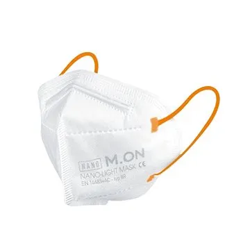 NANO M.ON - NANO LIGHT MASK JUNIORSKÁ EDICE, nano rouška ve tvaru respirátoru (10 ks) bílá + svítivě (8594030604465)