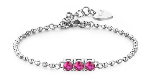 S'Agapõ Ocelový kuličkový náramek s fuchsiovými zirkony Dazzly SDZ22