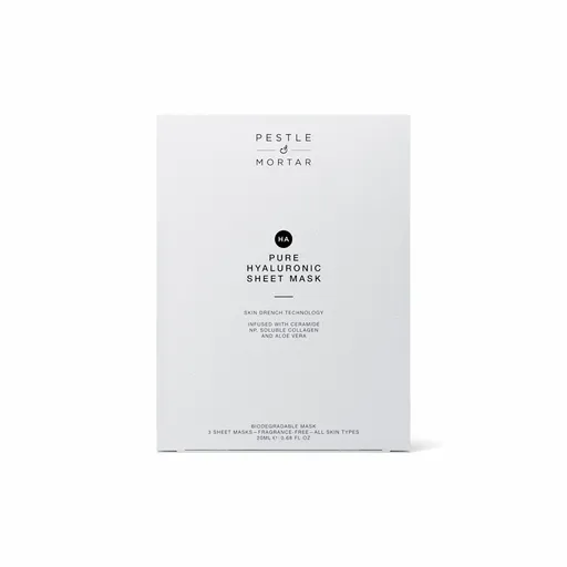 Pestle & Mortar Hydratační plátýnková maska s kolagenem a ceramidy Pure Hyaluronic (Sheet Mask) 3 ks