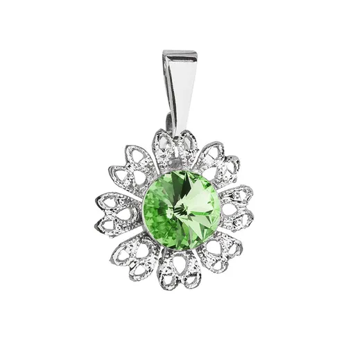Evolution Group - Pavona Třpytivý přívěsek se zeleným krystalem Swarovski Květina 54032.3 peridot