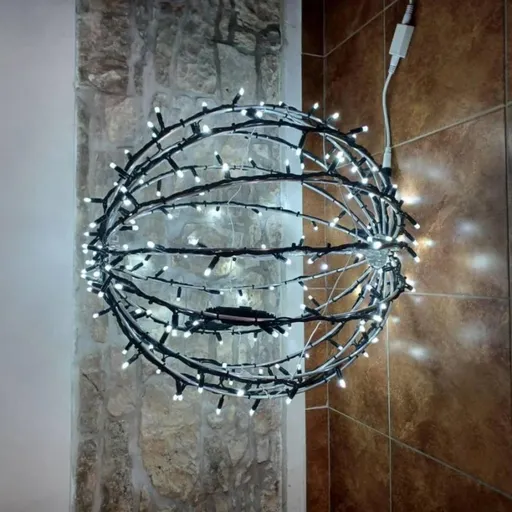 DecoLED LED světelná koule, ledově bílá, černý kabel, pr. 60 cm