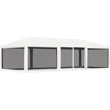 Party stan se 4 bočními stěnami ze síťoviny 4 x 9 m bílý (48524)