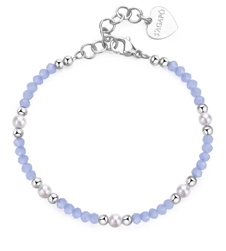 S'Agapõ Ocelový korálkový náramek s umělými perlami Glint SGI16