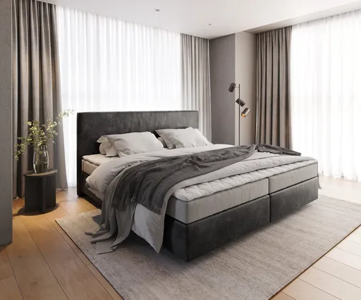 Boxspring postel Dream-Well mikrovlákno antracit vintage