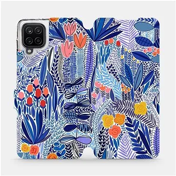 Flip pouzdro na mobil Samsung Galaxy A12 - MP03P Modrá květena (5903516763580)