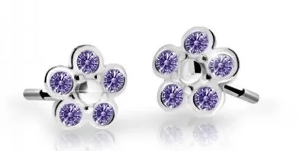 Cutie Jewellery Dětské kytičkové náušnice z bílého zlata C2744-30-X-2 fialová