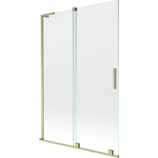 MEXEN/S Velar L dvoukřídlá posuvná vanová zástěna 120 x 150, transparent, zlatá kartáčovaná 896-120-003-01-55