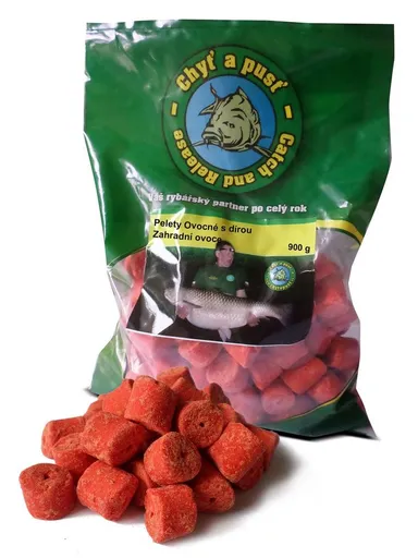 Chyť a pusť Pelety ovocné s dírou 18mm 900g - Zahradní ovoce,Chyť a pusť Pelety ovocné s dírou 18mm 900g - Zahradní ovoce