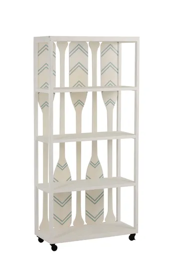 Bílý dřevěný policový regál s pádly Paddles - 80*35*172 cm J-Line by Jolipa