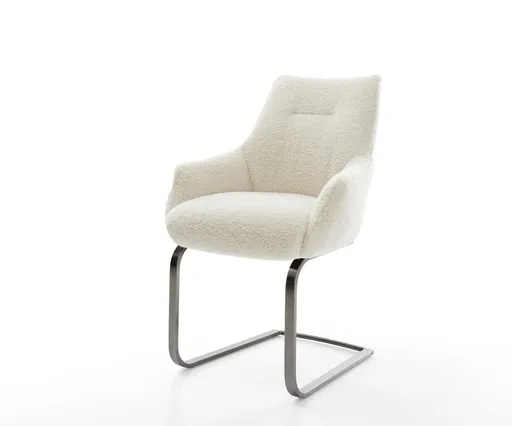 Jídelní židle Alja-Flex s područkami plyšový manšestr béžová