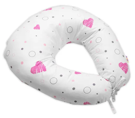 Baby Nellys Kojící polštář/podkova, bavlna, I love Girl  růžová/bílá