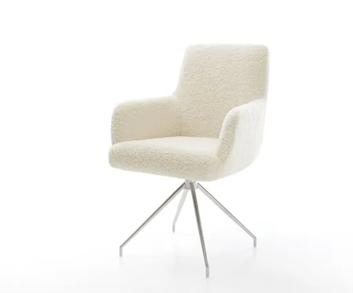 Jídelní židle Heira-Flex s područkami plyšový manšestr béžová