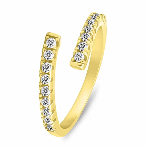 Brilio Silver Jemný pozlacený otevřený prsten se zirkony RI144Y 50 mm
