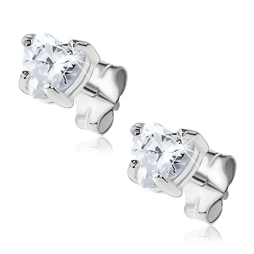 Náušnice ze stříbra 925 - srdcový zirkon s háčky