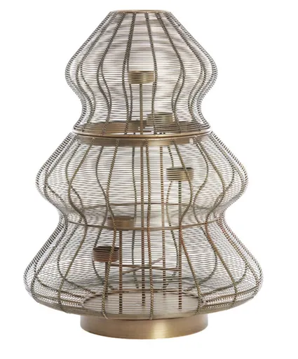 Bronzový antik kovový svícen vánoční stromek na 5 svíček Tree - Ø 38*50 cm Light & Living