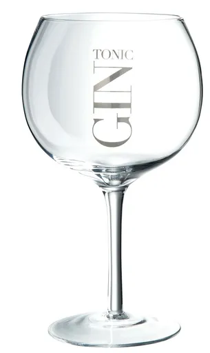Sklenička se stříbrným nápisem Gin Tonic - Ø12*22cm/880ml J-Line by Jolipa