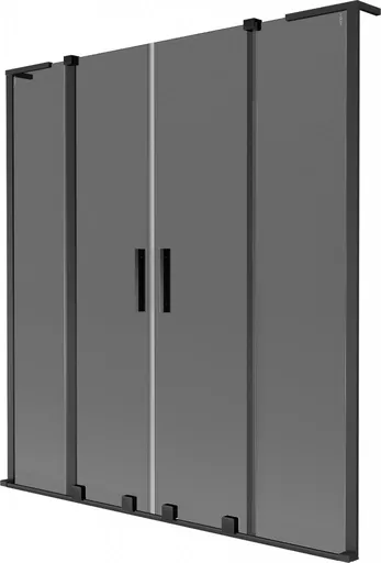 MEXEN/S Velar L Duo dvoukřídlá posuvná vanová zástěna 140 x 150, grafit, černá 896-140-003-42-70