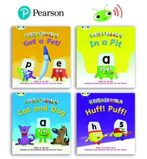 Learn to Read at Home with Bug Club Phonics Alphablocks: Phase 2 - Reception Term 1 (4 fiction books) Pack B - Catherine Baker, Joe Elliot, Jack Bell