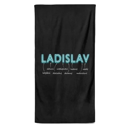 Osuška Mužská jména – NEON (Jméno: Ladislav, Velikost osušky: 100x170cm)