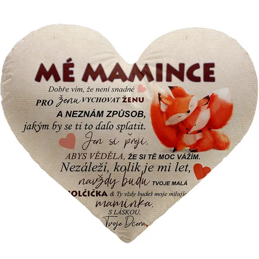 Polštářek srdcový – Mé mamince – lišky