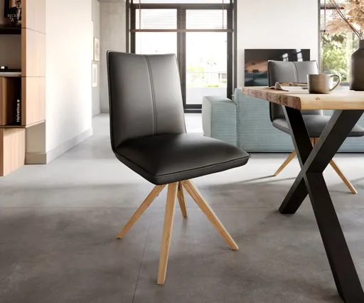 Jídelní židle Lelio-Flex dřevěná podnož hranatá pravá kůže