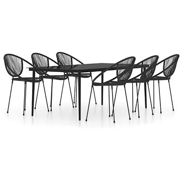 7dílný zahradní jídelní set černý, 3099135 (3099135)