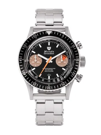 Nivada Grenchen Chronomaster White Orange Boy Inter. Bezel - Manual - Forstner Rivet