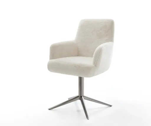 Jídelní židle Heira-Flex s područkami plyšový manšestr krémovo