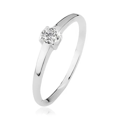 Prsten ze stříbra 925, čirý kamínek v kalíšku se čtyřmi kolíčky - Velikost: 59