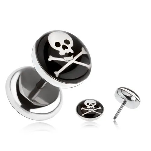 Falešný plug z oceli - lebka, zkřížené hnáty, černý kruh