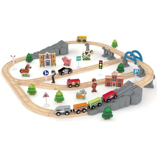 J'ADORE Vláčková  dřevěná dráha s mostem a doplňky