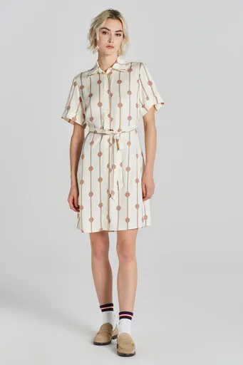 ŠATY GANT SLIM PRINTED SS SHIRT DRESS DARK KHAKI