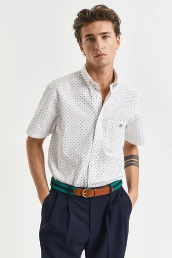 KOŠILE GANT REG MICRO PRINT SS SHIRT EGGSHELL