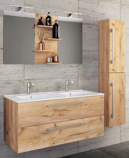 VCM 4dílná umyvadlová skříňka Budasi s vysokou skříňkou, dub medový