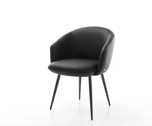 Jídelní židle Caja-Flex podnož zúžená kovová černá pravá kůže