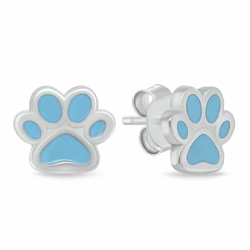 Brilio Silver Roztomilé stříbrné náušnice Světle modrá tlapka EA1213WLB