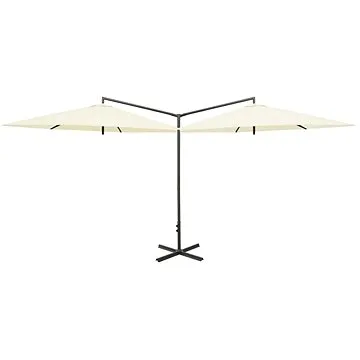 Dvojitý slunečník s ocelovou tyčí pískový 600 cm (312563)